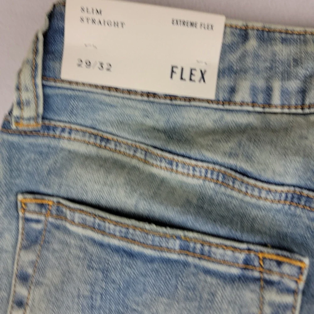 American Eagle Mens Extreme Flex Slim Straight Acid Wash Jeans Blue 29x32 4202